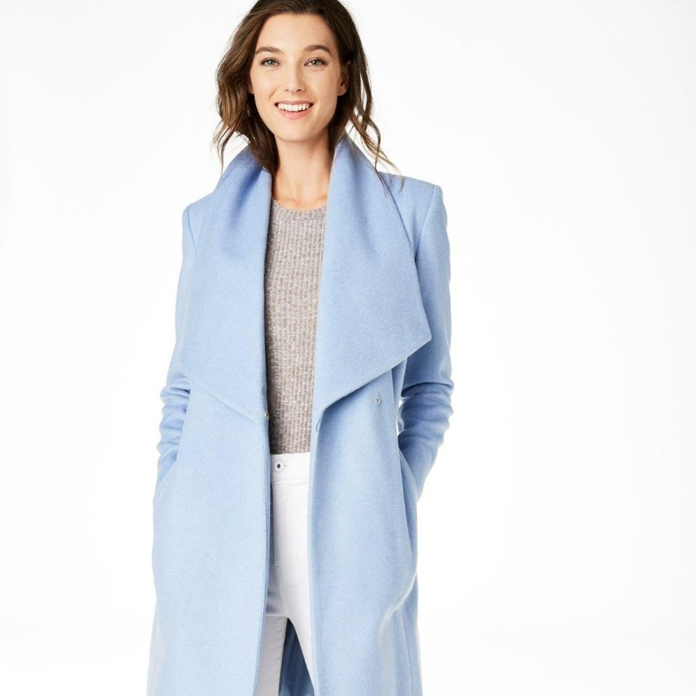 COLE HAAN Signature - Oversized Collar Belted Wrap Coat Size 2 XS Spring Jacket